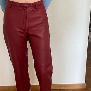 Super Soft Red Wine colour Italian Leather Pants Size EU 36/ US 4